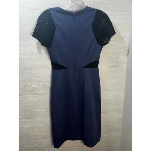 Rebecca Taylor Periwinkle Blue‎ & Black Lace Dress Size 0 - Picture 4 of 8